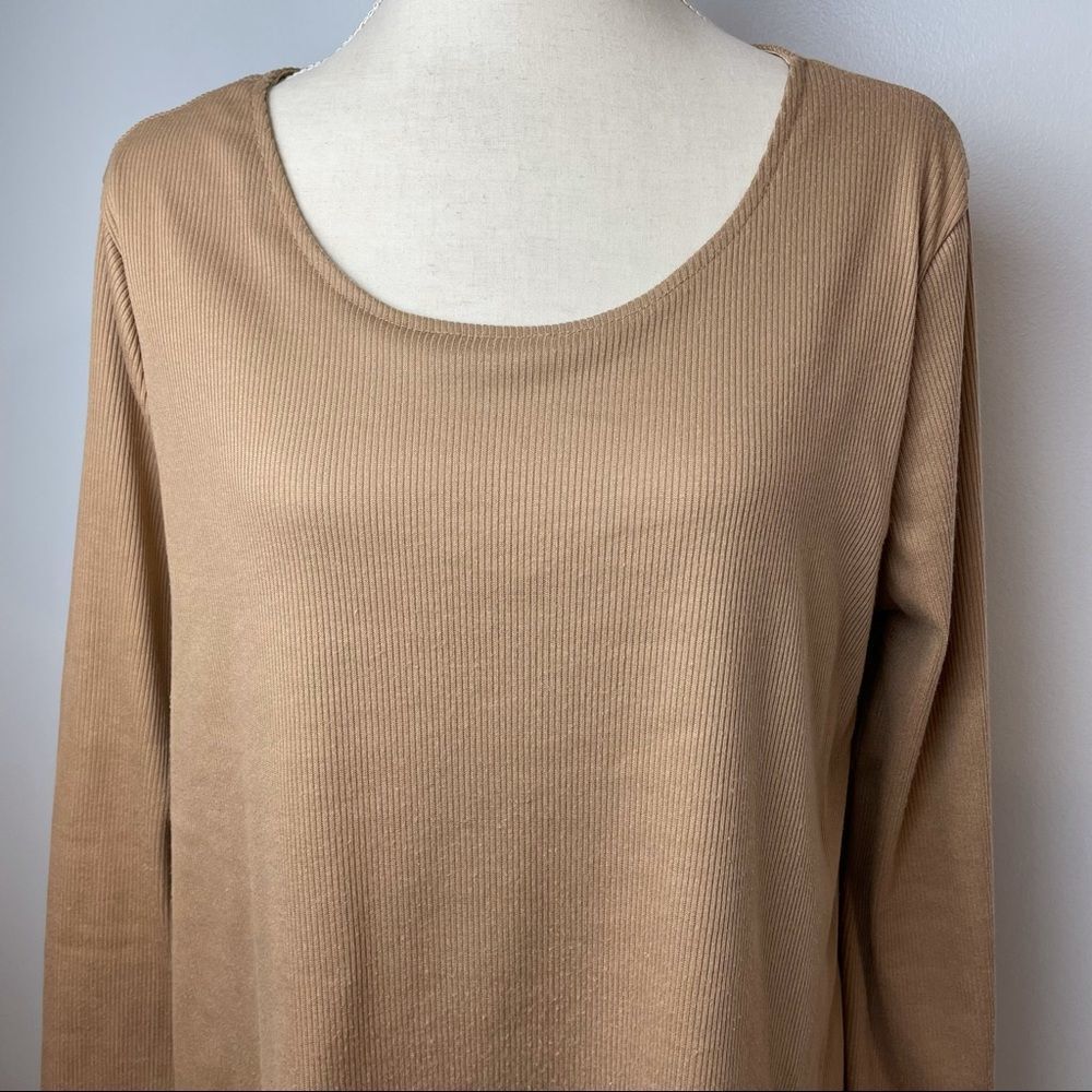 CL Shang Beige Peplum Long Sleeve Layered Top Blouse Size 2XL - Picture 12 of 13